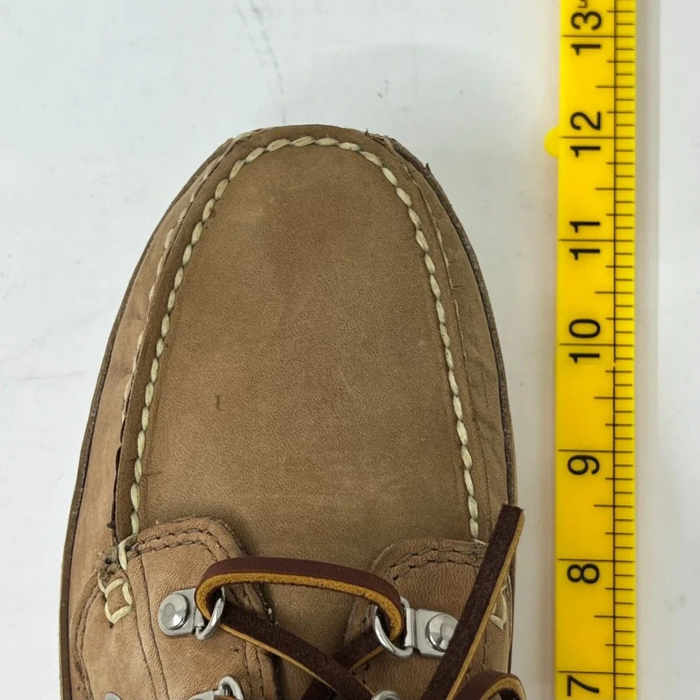 Polo Sport Ralph Lauren Boat Shoes Tan Leather Moc Toe Beige‎ Men's 10D VTG NEW